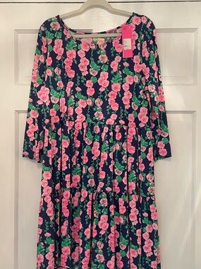 NWT Women’s Lilly Pulitzer Geanna Swing Dress in Oyster Bay Navy De-Vinne